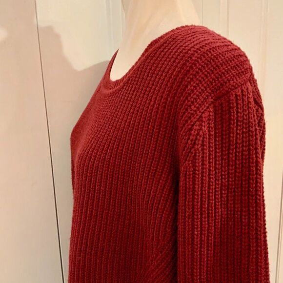Harper Heritage Maroon Red Knit Long Sleeve Tie Back Sweater Medium - Picture 10 of 11